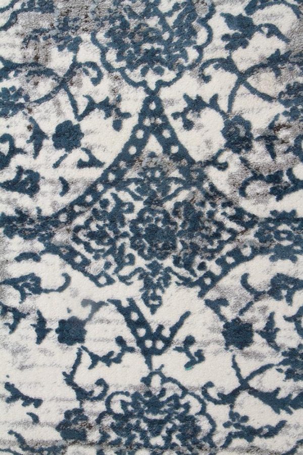 White Transitional Area Rug | Colour White/Blue/Grey