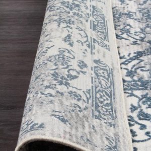 White Transitional Area Rug | Colour White/Blue/Grey
