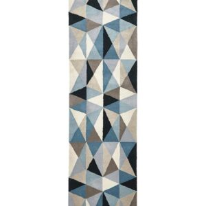 Gem Stone Designer Wool Blue Rug Runner