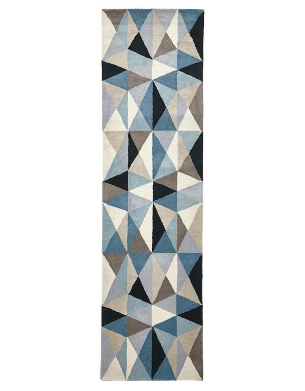 Gem Stone Designer Wool Blue Rug Runner