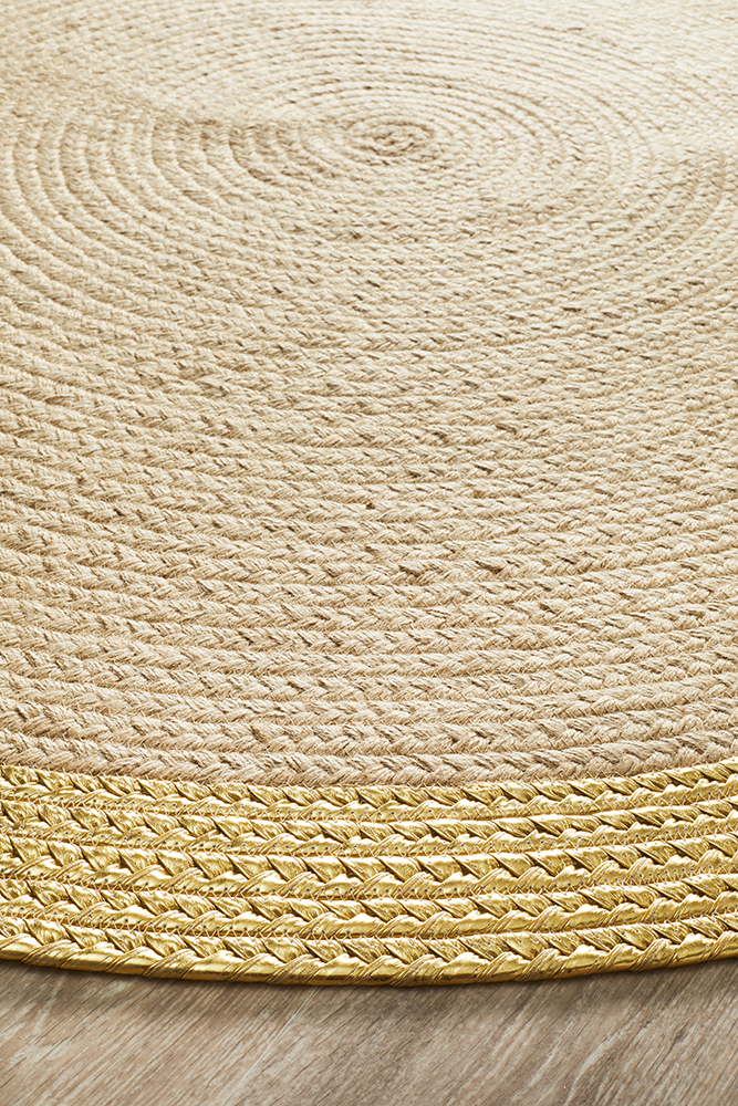 Metallic Gold Natural Jute Rug Carpet Capers Flatweave