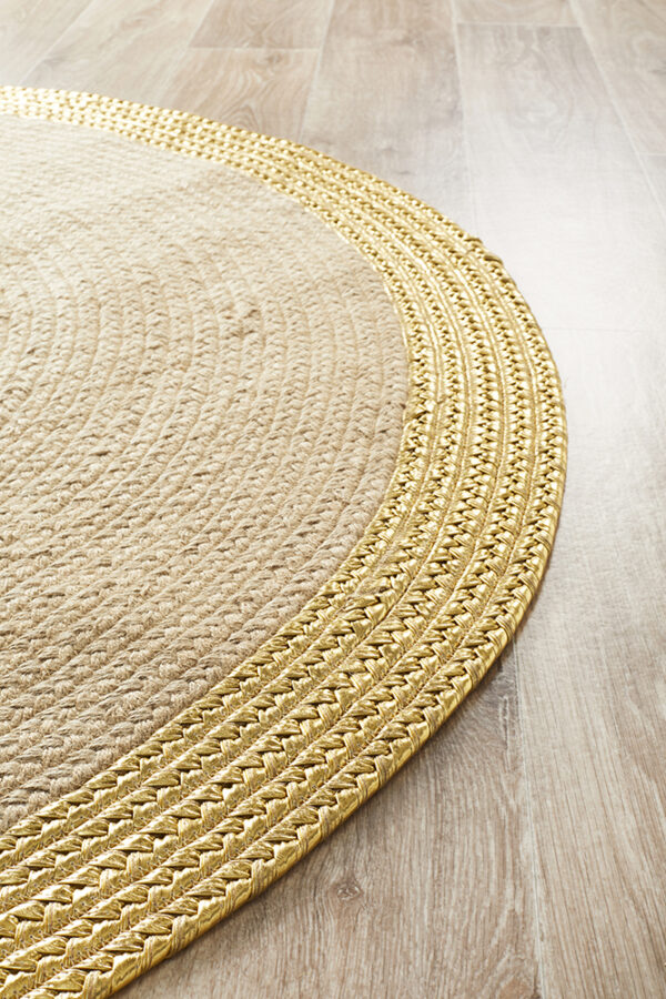 Metallic Gold Natural Jute Rug Carpet Capers Flatweave