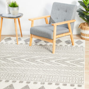 Modern Tribal Design Grey Rug Living area