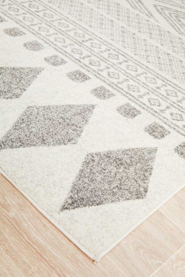 Modern Tribal Design Grey Rug corner photo