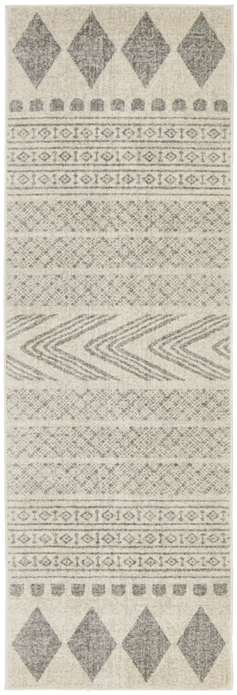Modern Tribal Design Grey Rug full view of runner