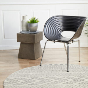 Modern Tribal Design Grey Rug round