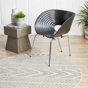 Modern Tribal Design Grey Rug round angle view