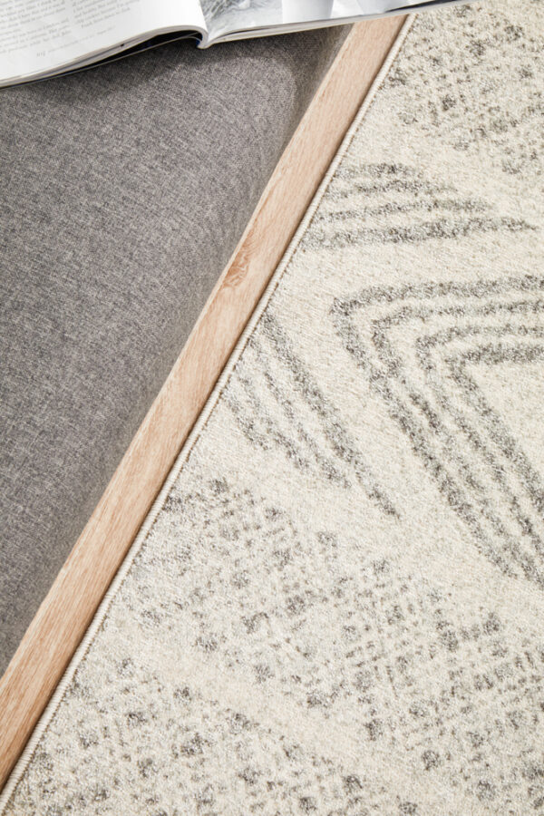 Modern Tribal Design Grey Rug side of runner