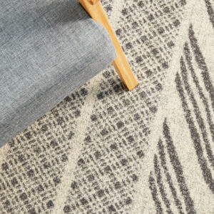 Modern Tribal Design Grey Rug zoomed in