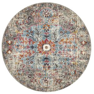 Multi Coloured Furniture Rug close up of round
