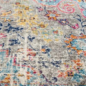 Multi Coloured Furniture Rug overlocked edge