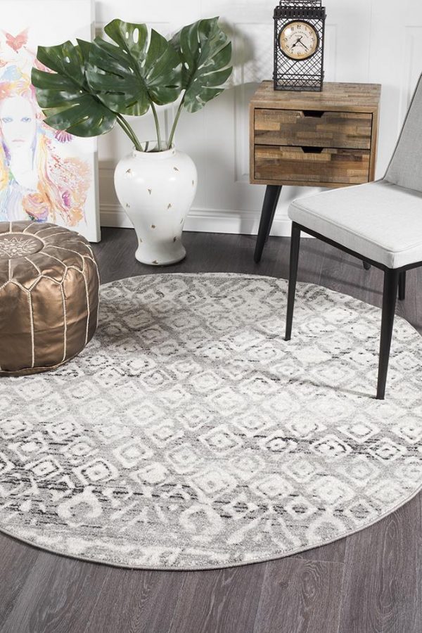 Dark Grey Tribal Flooring Rug