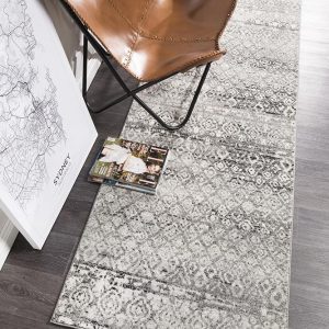 Dark Grey Tribal Flooring Rug