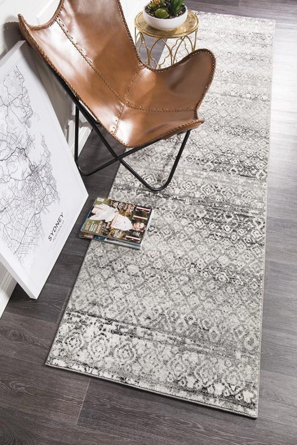 Dark Grey Tribal Flooring Rug
