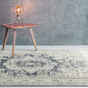 Ornate Traditional Blue Living Room Rug