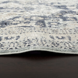 Ornate Traditional Blue Living Room Rug side view