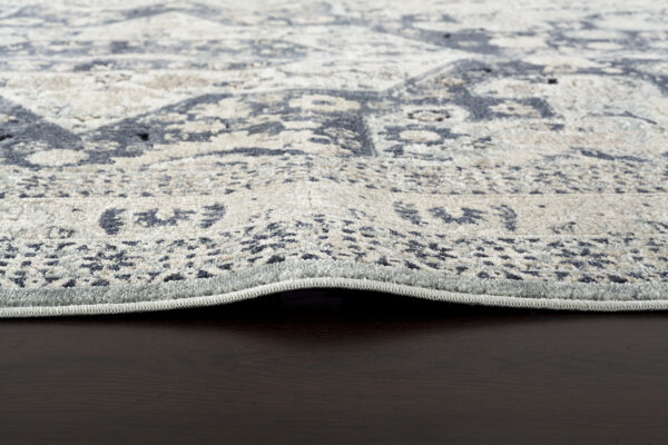 Ornate Traditional Blue Living Room Rug side view