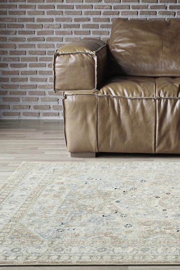 Elegant Traditional Beige Living Room Rug