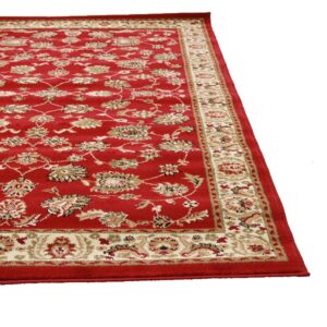 Red Traditional Floral Pattern Area Rug