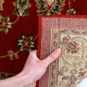 Red Traditional Floral Pattern Area Rug backing