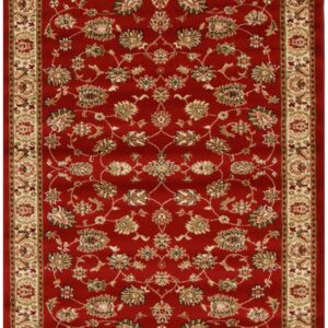Red Traditional Floral Pattern Area Rug full view