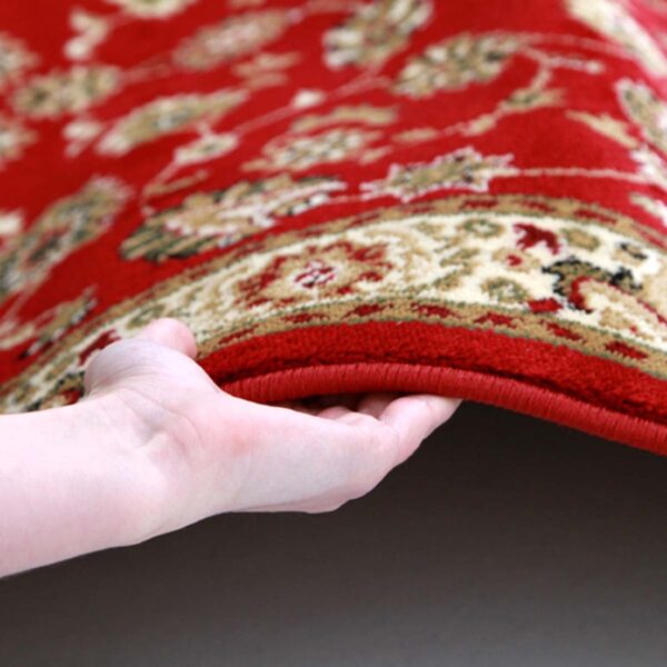 Red Traditional Floral Pattern Area Rug side view