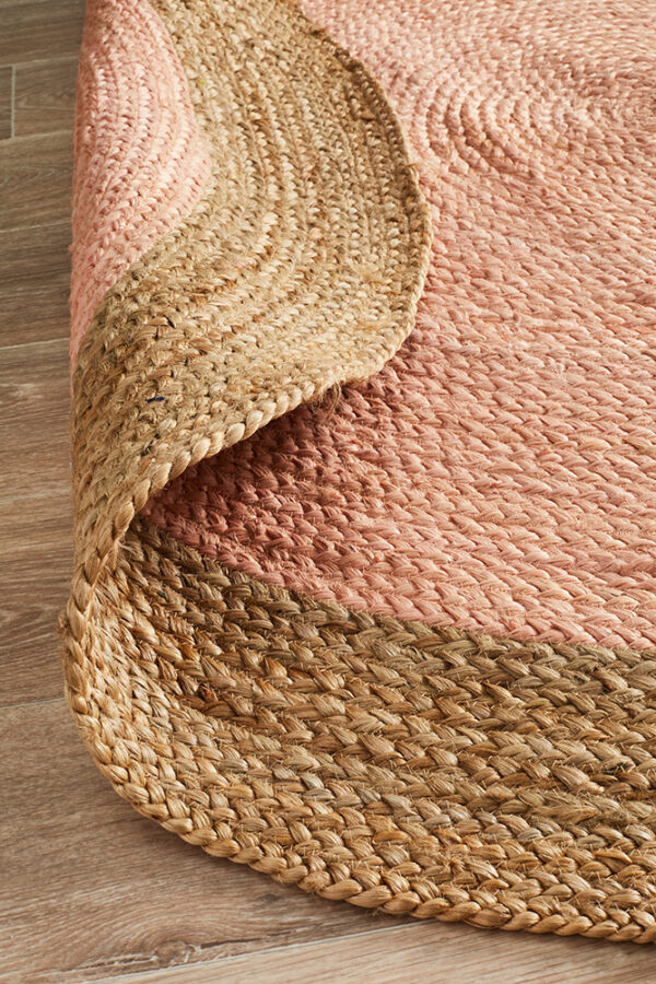 Round Pink Rug Double-Sided Design