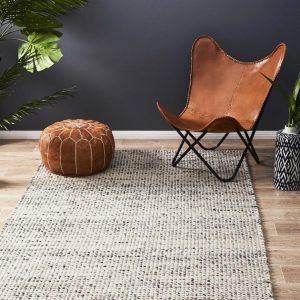 Double Sided | Wool Area Rug | Colour Grey Natural