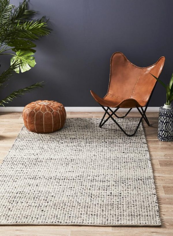 Double Sided | Wool Area Rug | Colour Grey Natural