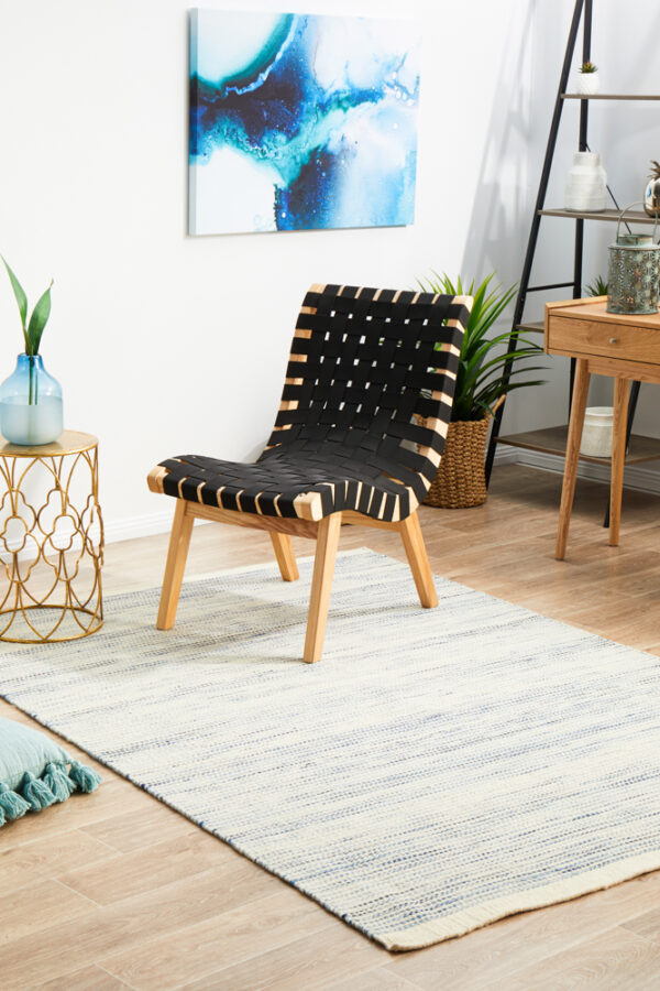 Madras Blue Flat Weave Rug Proflie
