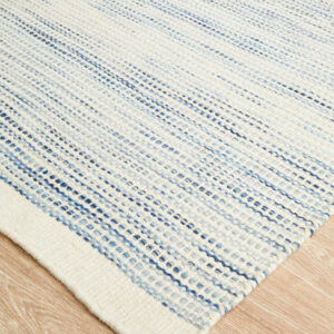 Madras Blue Flat Weave Rug End Proflie