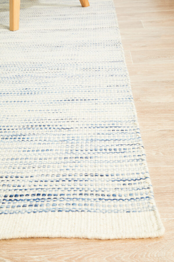 Madras Blue Flat Weave Rug Edge