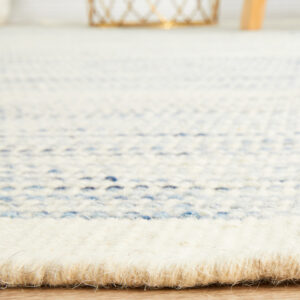 Madras Blue Flat Weave Rug Side View
