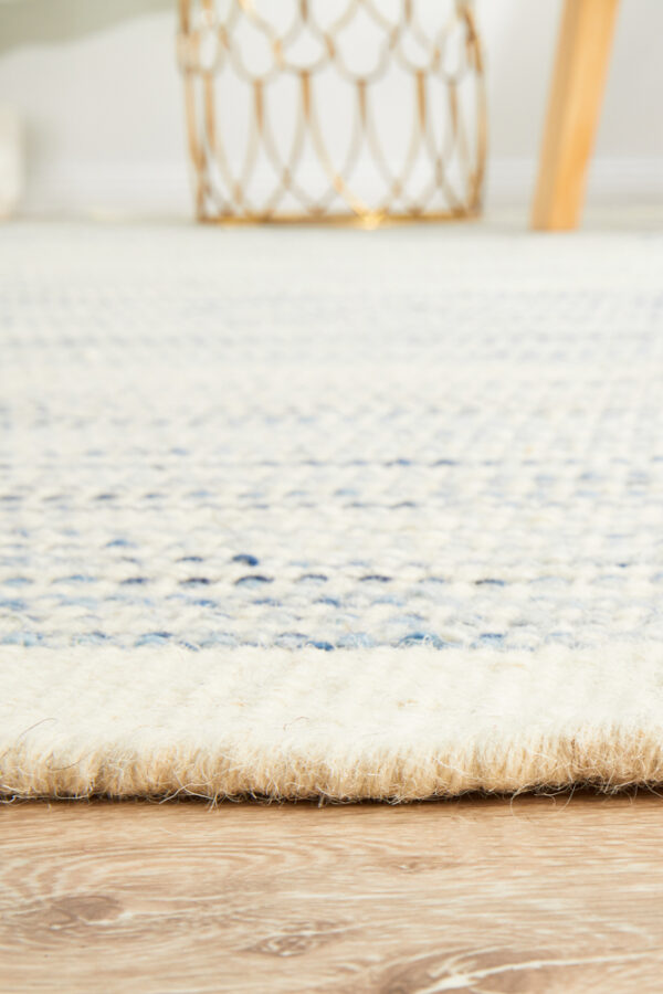 Madras Blue Flat Weave Rug Side View