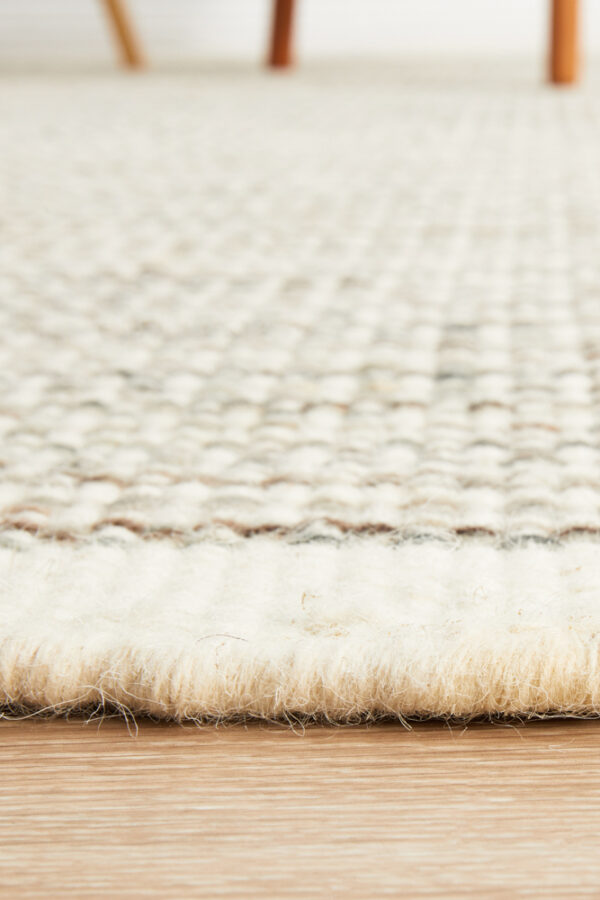 Madras Natural Flat weave Rug Edging Side View