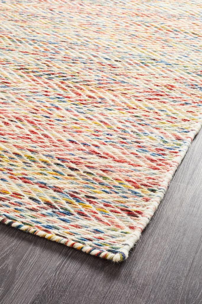 Multi Herringbone Flatweave Multi Coloured Rug Carpet Capers