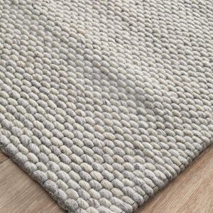 Viscose Wool Striped Grey Rug