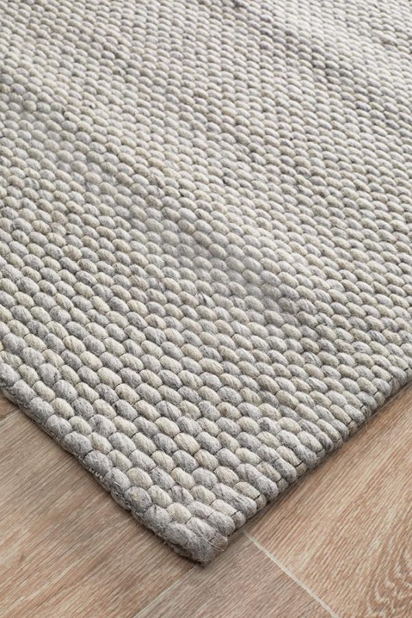 Viscose Wool Striped Grey Rug