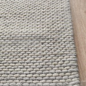 Viscose Wool Striped Grey Rug