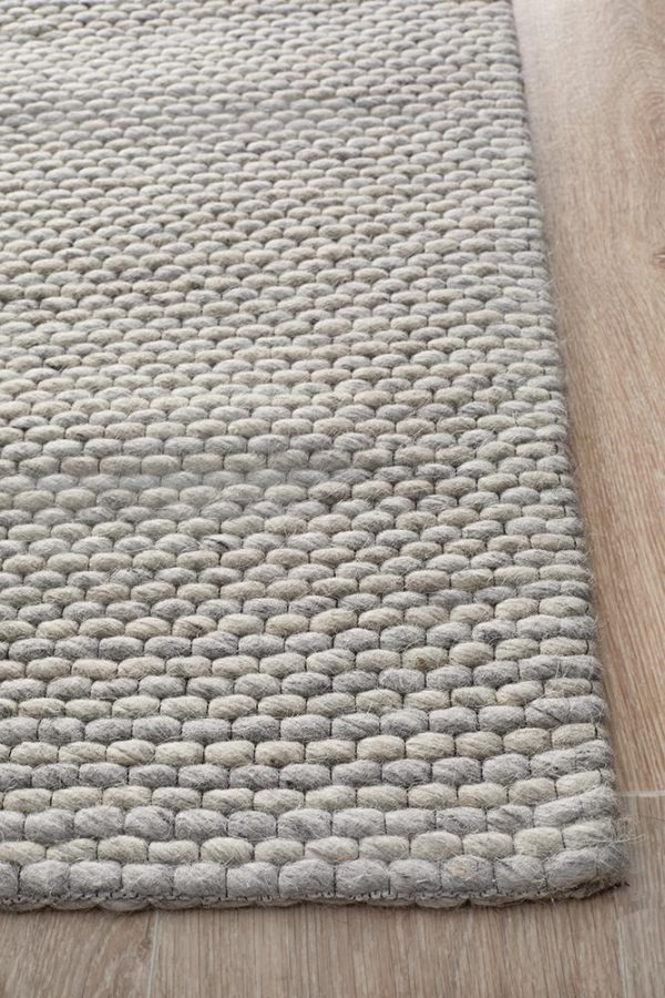 Viscose Wool Striped Grey Rug