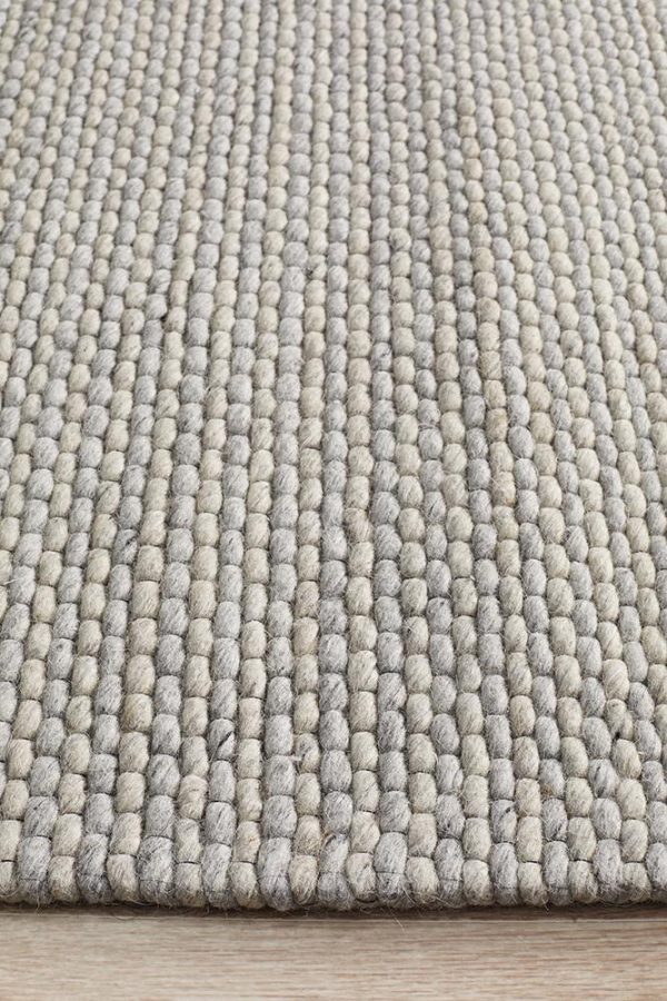 Viscose Wool Striped Grey Rug