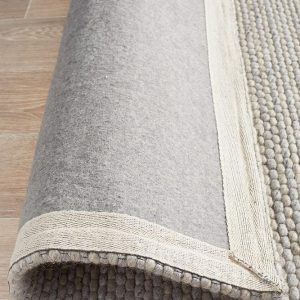 Viscose Wool Striped Grey Rug Backing