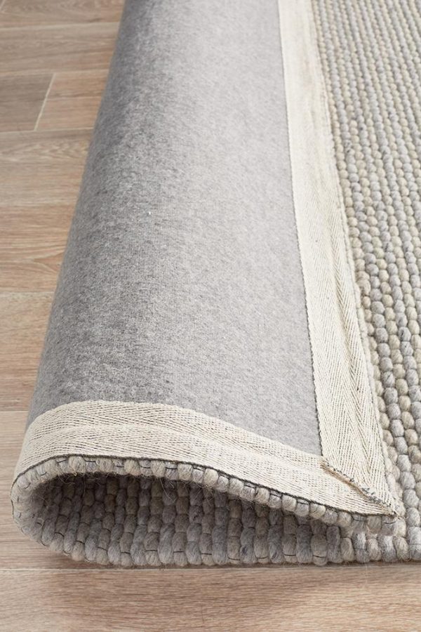 Viscose Wool Striped Grey Rug Backing