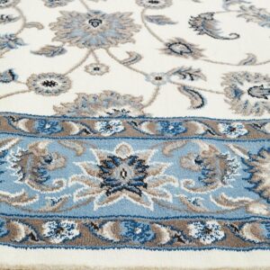 White Rug Light Blue Border Rug