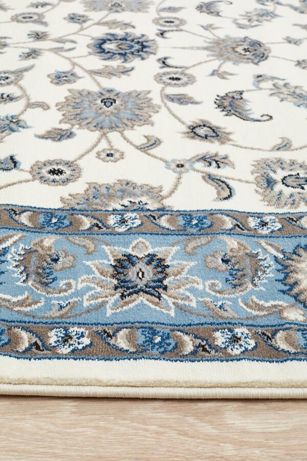 White Rug Light Blue Border Rug