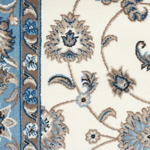White Rug Light Blue Border Rug