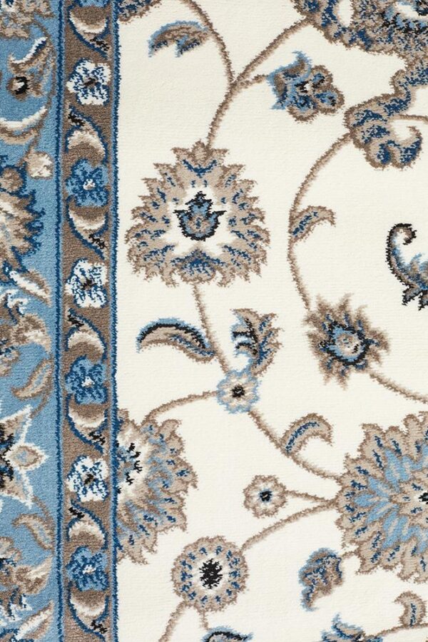 White Rug Light Blue Border Rug