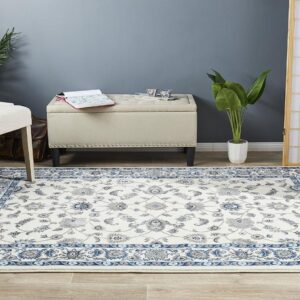 White Flower Design Rug