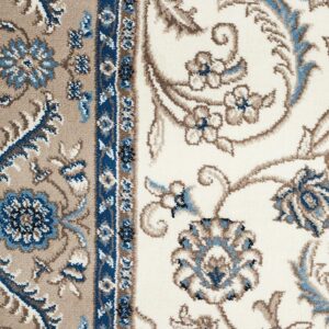 White Traditional Rug | Colour White With Beige Border