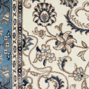 Blue Traditional Rug Colour White With Blue Border
